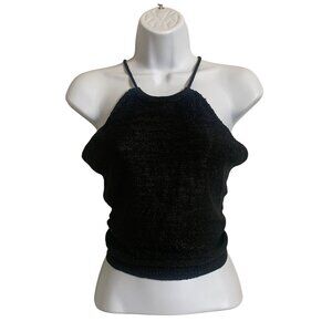 Wild Fable Womens Black Halter Neck Knit Crop Top w/ Adjustable Tie Back Small